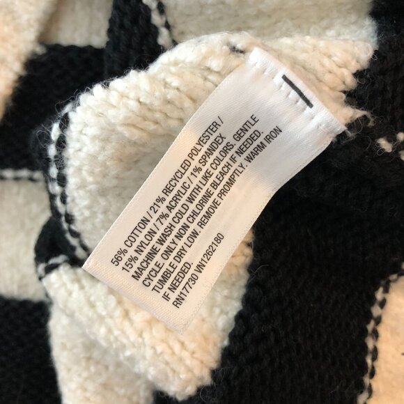 Universal Thread Womens Striped Cropped V-Neck Polo Sweater Ivory Black Size S - Picture 5 of 6